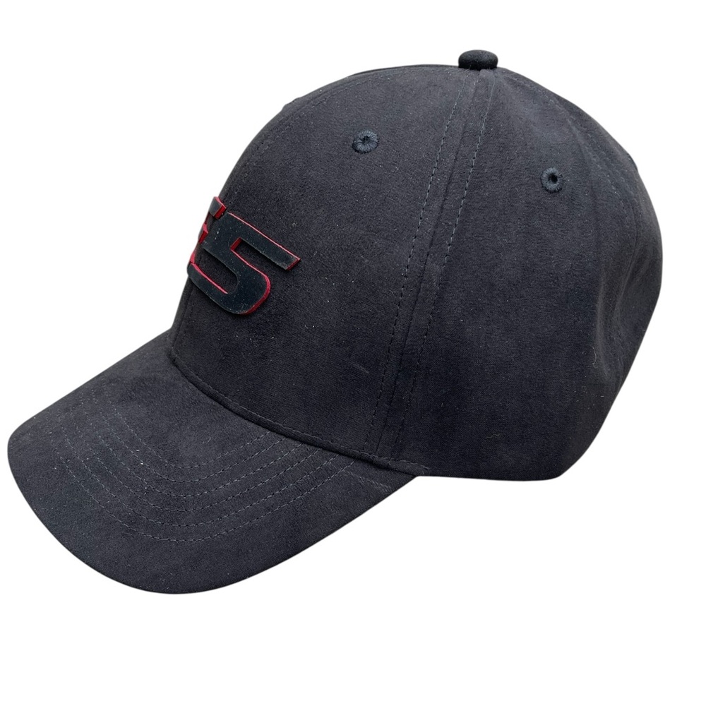E5 Wheels Suede-Feel Adjustable Unisex Black with Red Billed Cap - Picture 3 of 7